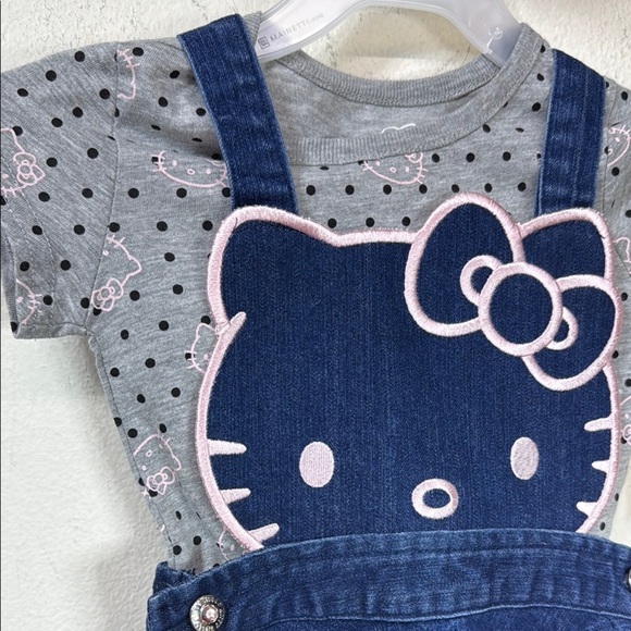 (R0) Hello Kitty Denim Overall Dress, size 2T, Toddler Girls 2-Pc. Denim - Picture 2 of 10